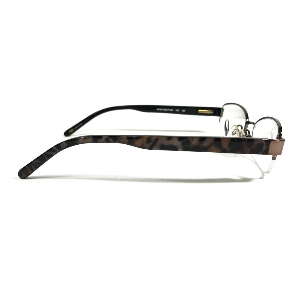 Nine West Eyeglasses Frames 403 1S1 Brown Round Half Rim Leopard Print 52-17-135